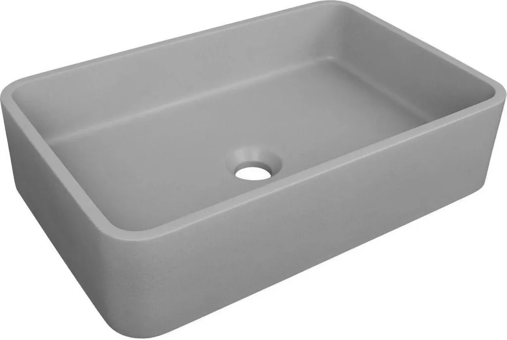 Vasque à poser rectangle en béton gris 50x32,5cm finition minérale