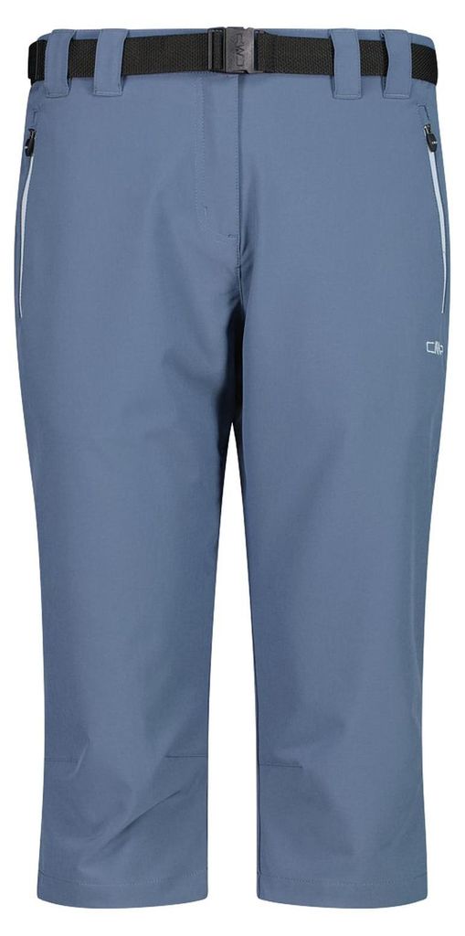 CMP Damen Capri Trekking Hose mit Gürtel und Dry Function blau 44