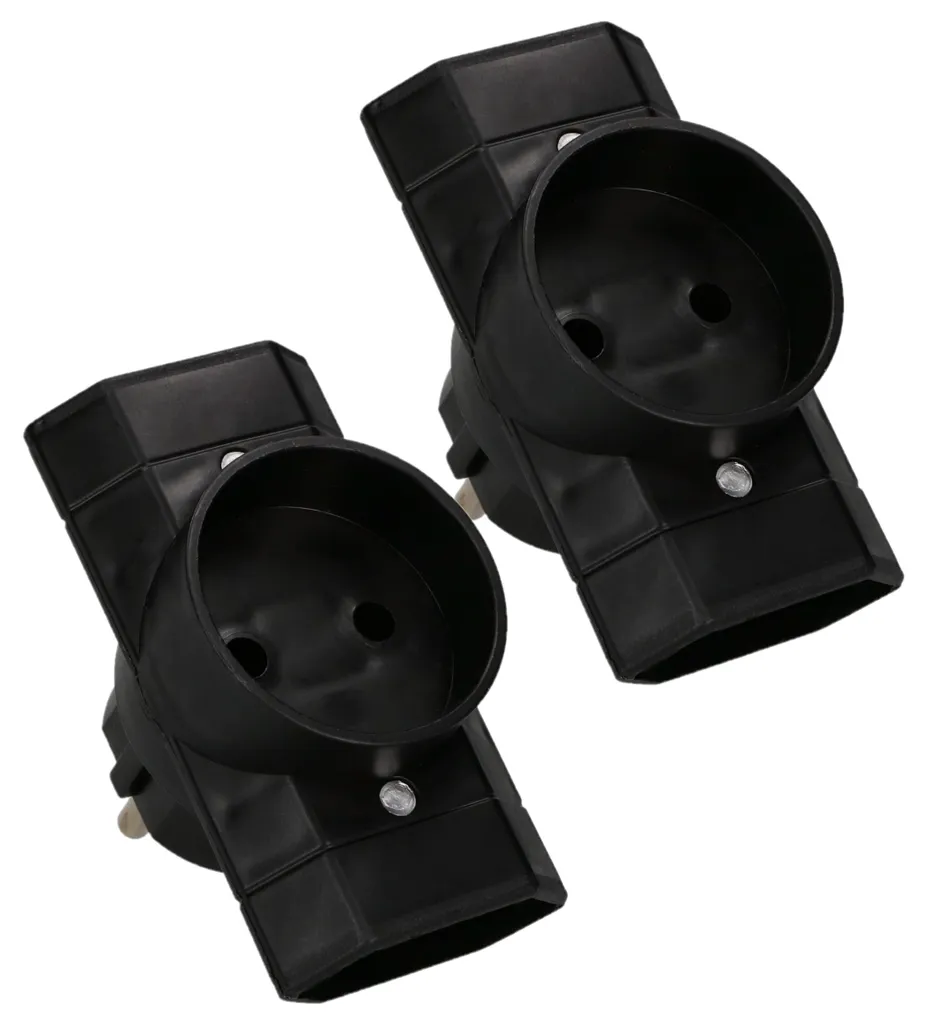Multipresa Tripla KOTARBAU Nera Set 2 pz - Adattatore Presa Piatta e Tonda