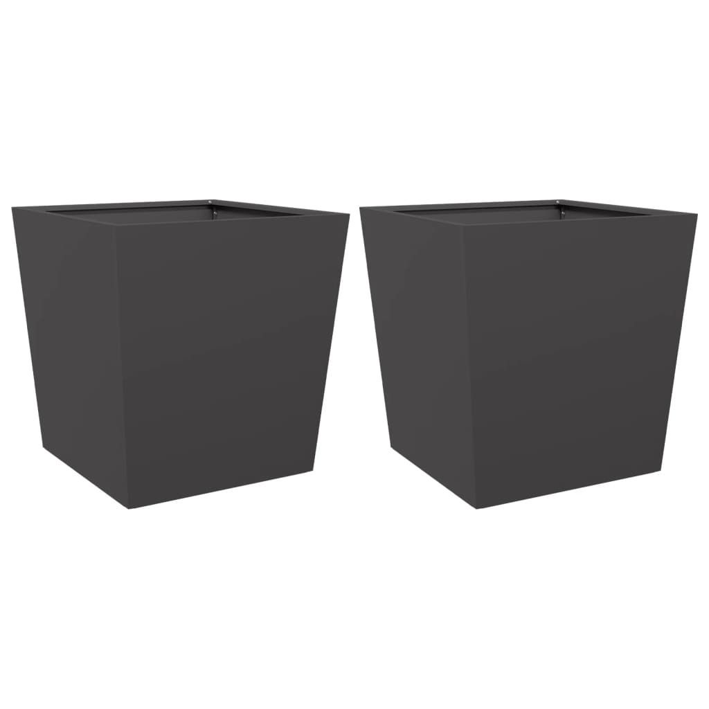 "2026 MODERNE"Pflanzkübel - Blumenkasten - 2er-set - multifunktional& Moderne - Schwarz 50x50x50 cm Stahl - Beete Einfacher Aufbau CC4039139