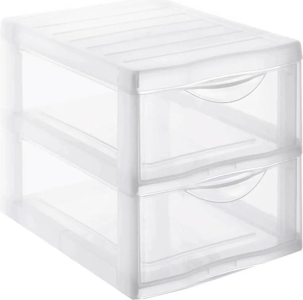Caisson Orgamix A4 avec 2 tiroirs transparents empilables - Hauteur 25 cm