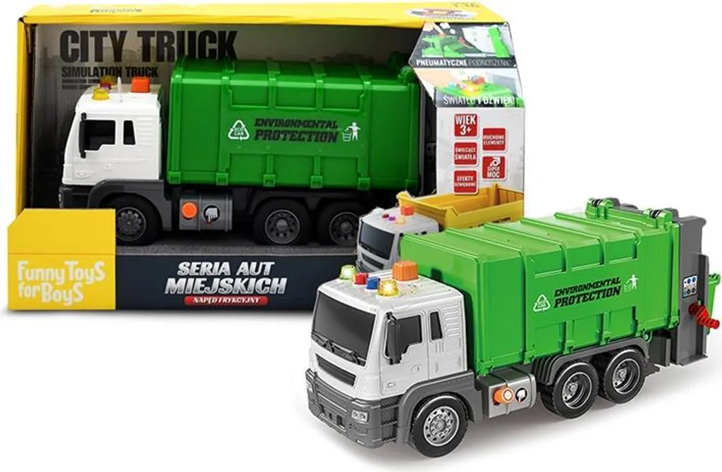 Grand Camion Poubelle avec Effets Sonores et Lumineux LED Intégrés