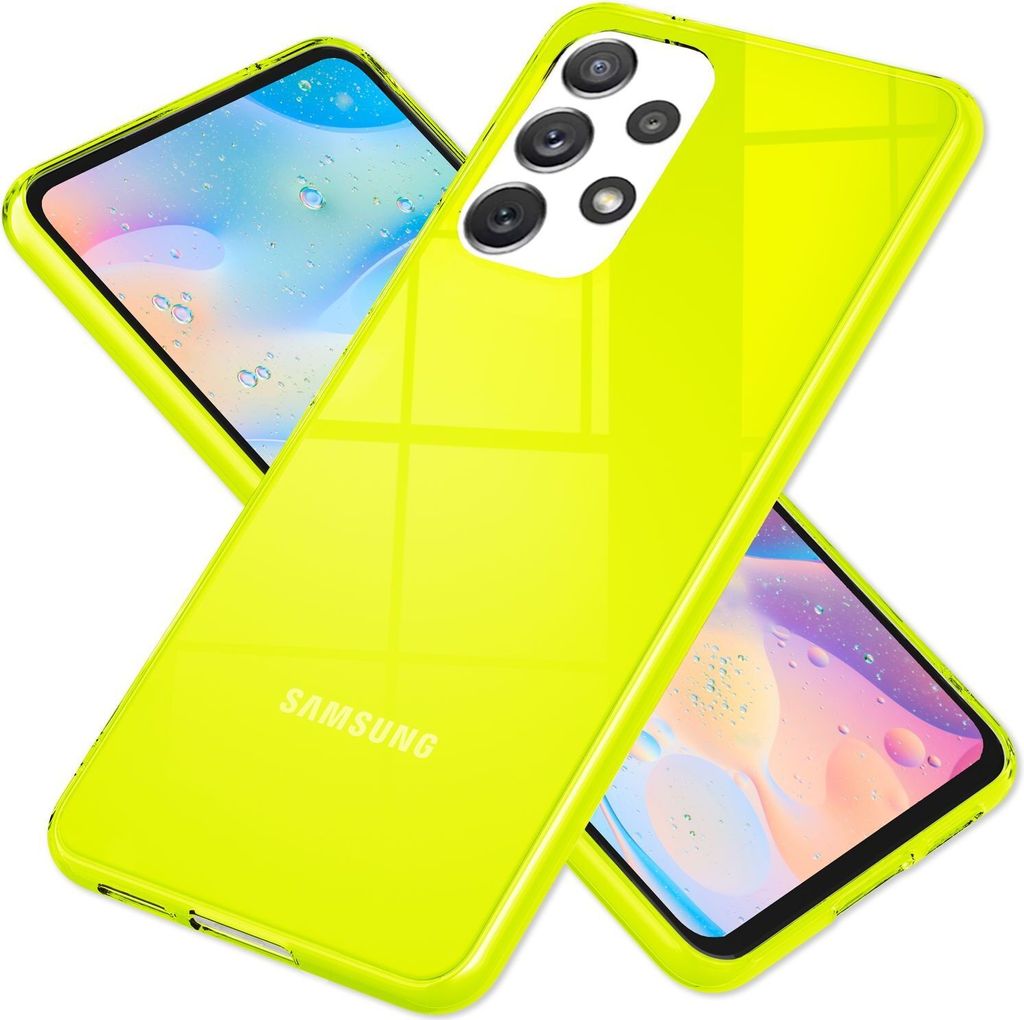 Klare Neon Silikonhülle für Samsung Galaxy A53, Handy Hülle Schutz TPU Case Gelb