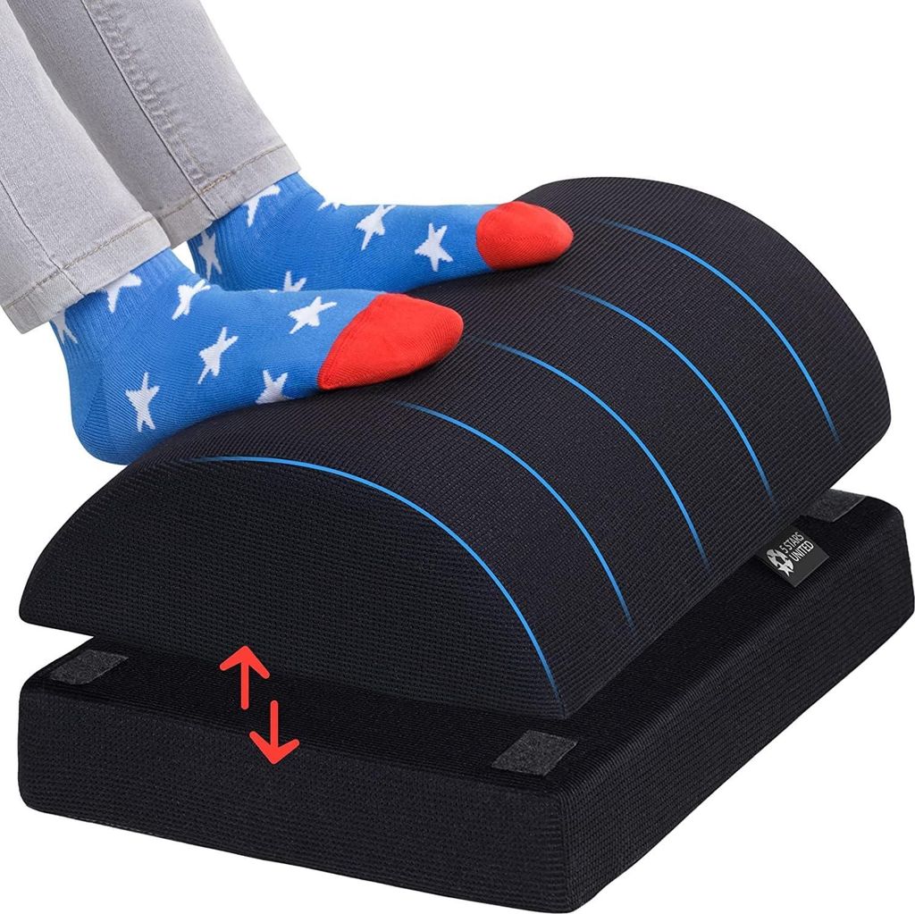 Verstellbare Fußstütze unter dem Schreibtisch - Ergonomischer Memory-Schaum - 1 Stück - Schwarz