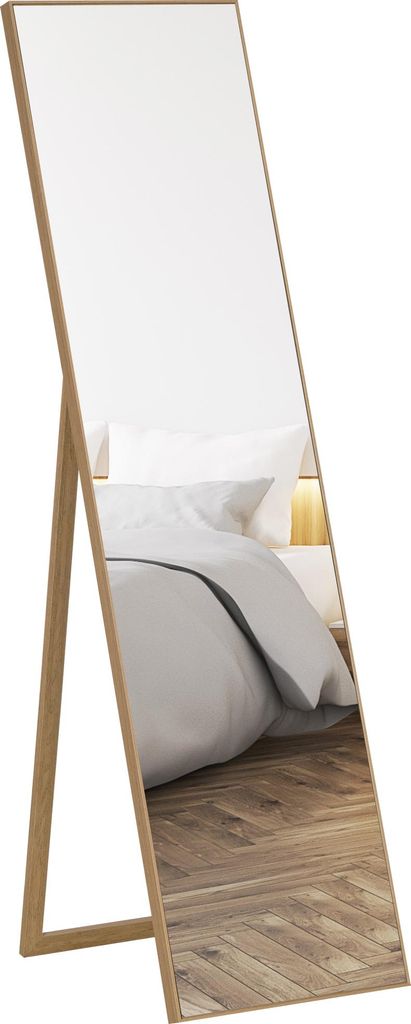 HOMCOM Standspiegel, Ankleidespiegel, Ganzkörperspiegel mit Holzmaserung
