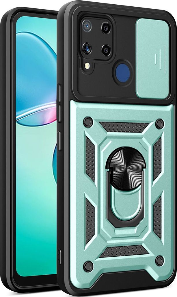 Hülle für Realme C25 / C15 Magnetische Ring Ständer Halter Dia Kameraschutz TPU Bumper Silikon Schutzhülle Grün
