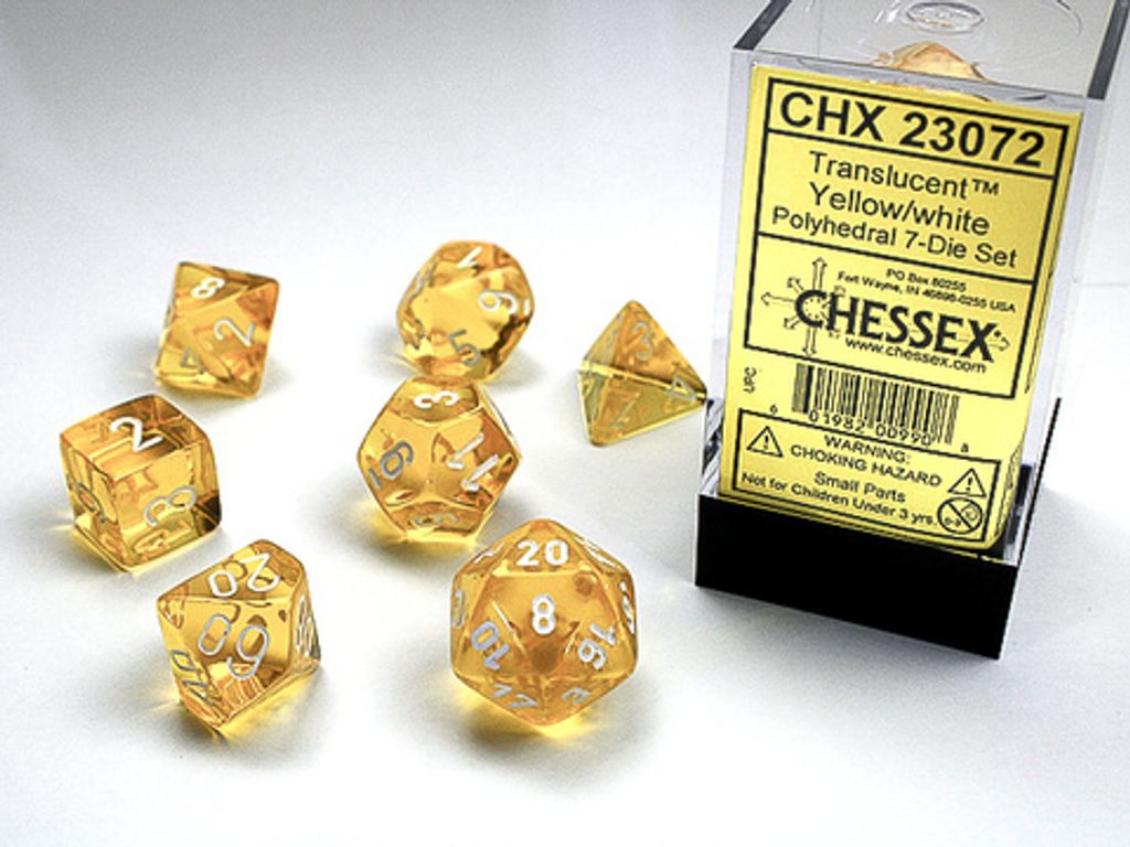 Chessex - Translucent - 7-Die Set - Yellow/White Produktbild 