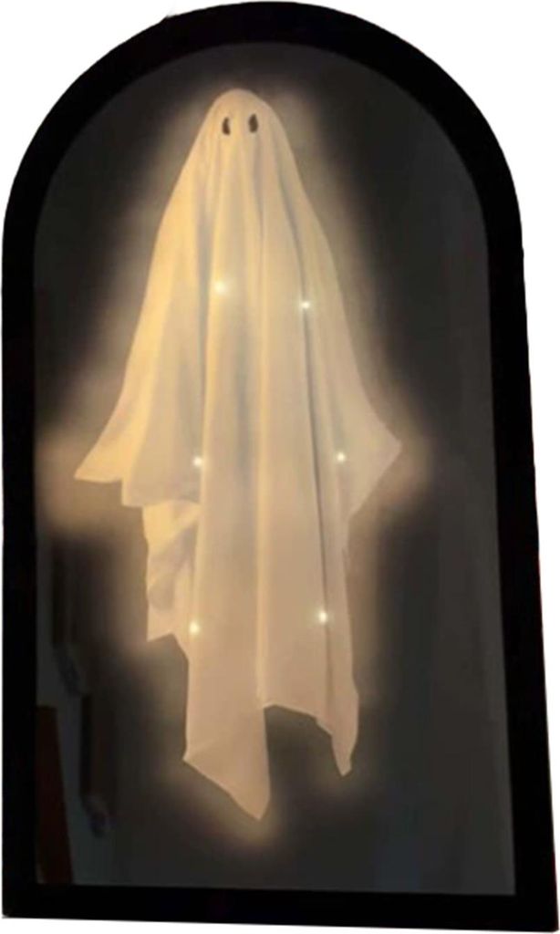 Halloween-Hologramm-Geisterspiegel, LED-Beleuchtung, gruseliger Geisterspiegel für Halloween, für drinnen und draußen, Spukhaus-Raumdekoration