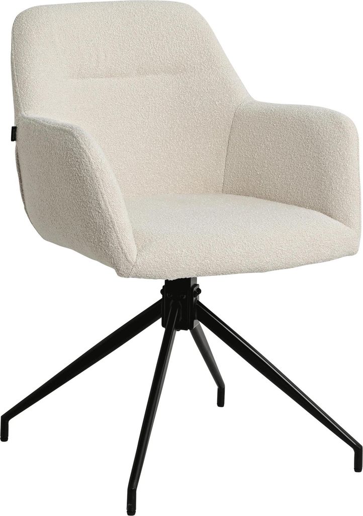 CLP Esszimmerstuhl Merlinda mit Teddystoff, 360° drehbar mit Armlehnen creme