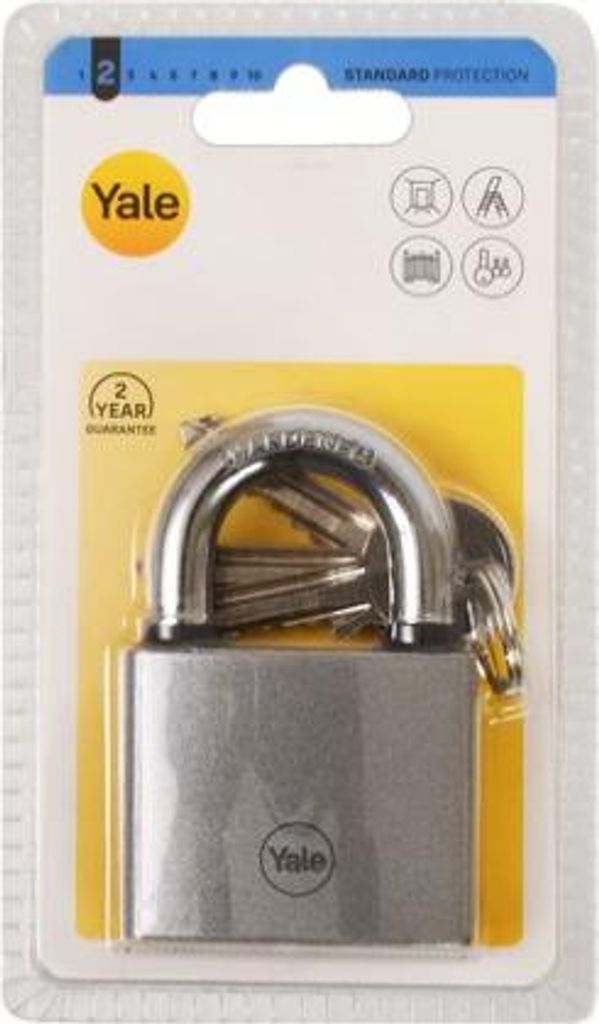 Yale 60mm Vorhängeschloss aus Gusseisen mit Riegelmechanismus und 3 Schlüsseln