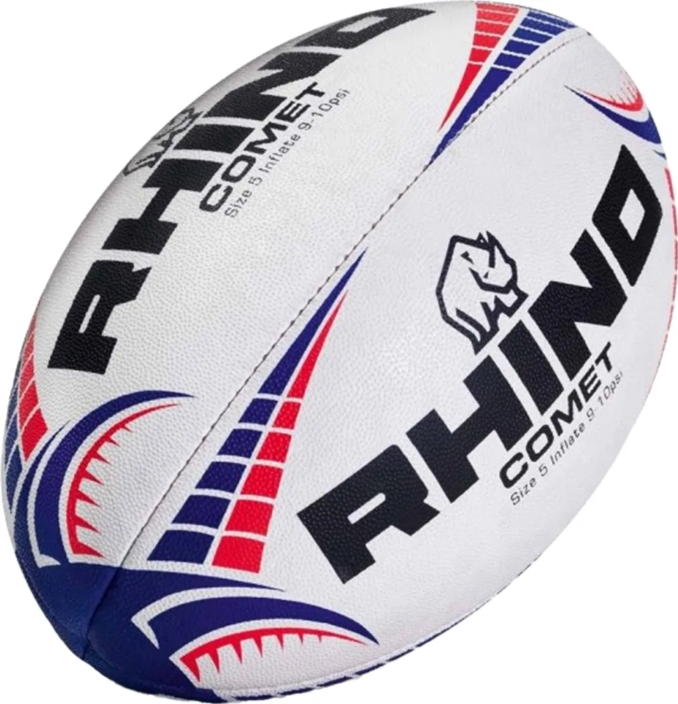 Ballon de Rugby Rhino Comet Blanc Taille 5 idéal pour Perfectionnement