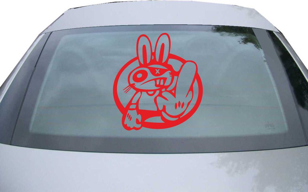 Indigos UG - Aufkleber Heckscheibe & Motorklappe DE2086 - rot - 600x549 mm - Drift Rabbit - Auto Scheiben Fenster Heckklappe Tuning Racing JDM - Di...