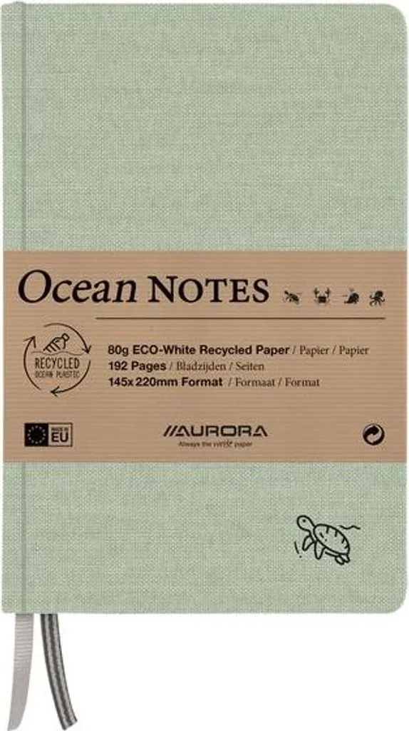 Aurora Carnet A5 192 Pages Papier 80g et Couverture Lin Vert - 4 Unités