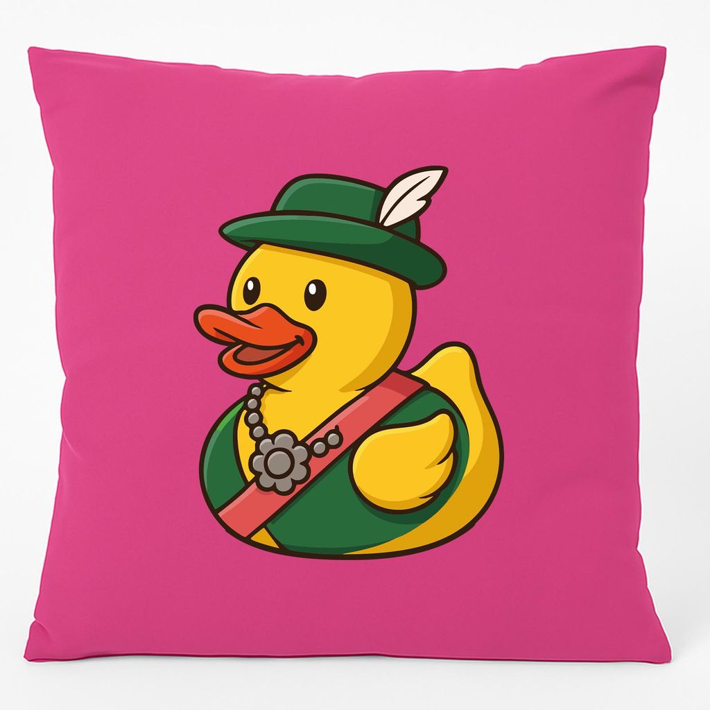 Huuraa Kissen Quietscheente Schützenkönigin Gummiente Schützenfest 40x40cm mit Füllung Fuchsia Baumwolle Dekokissen Geschenkidee