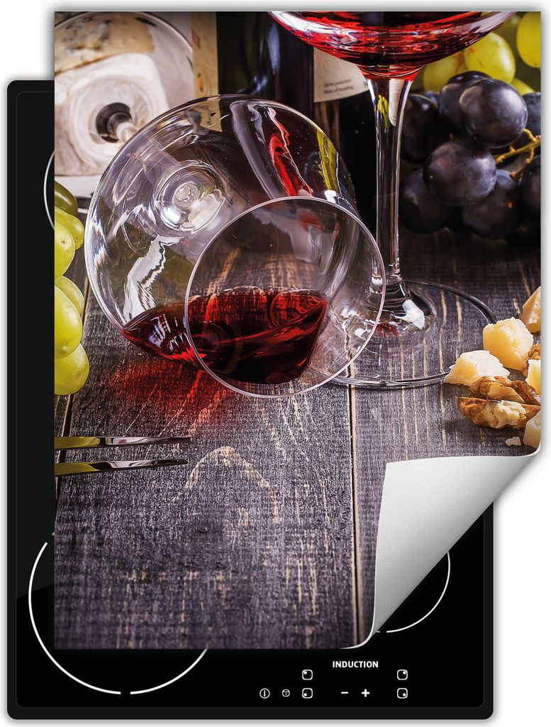 DarHaus Herdabdeckplatte Einteilig Küche Abdeckplatte für Glaskeramikfeld Abdeckung Induktionskochfeld Aufrollbare Matte 40x52 cm, Wein - Holz