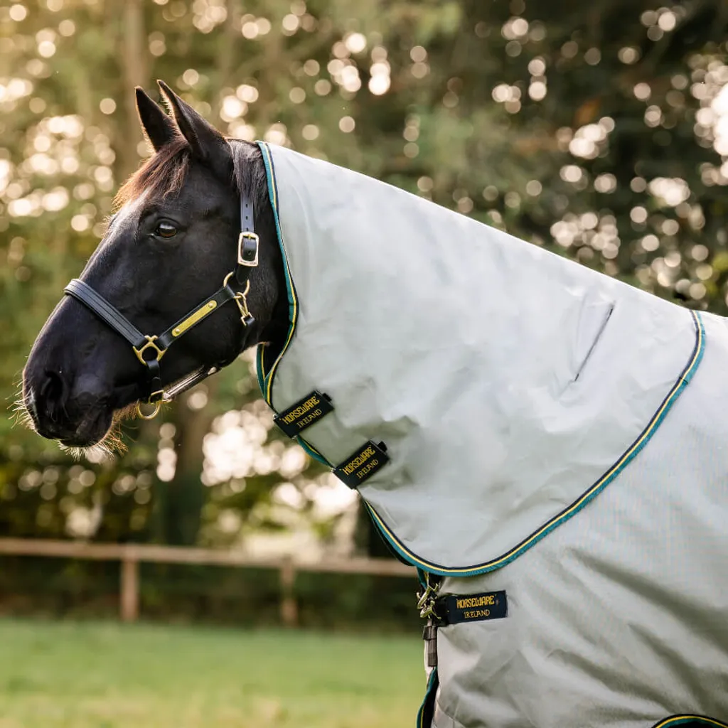 Rambo Duo Hood 100g Horseware Gris Teal - Nylon Balistique Résistant