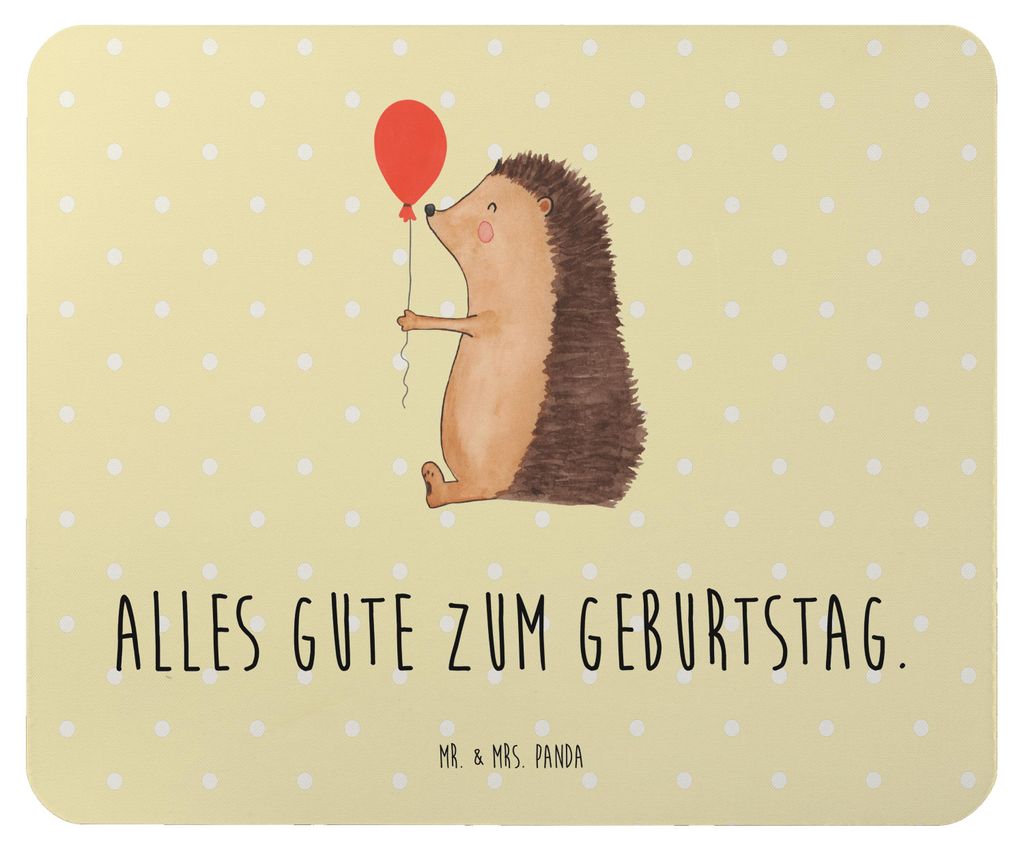 Mr. & Mrs. Panda Mouse Pad Igel Luftballon - Gelb Pastell - Geschenk, Herzlichen Glückwunsch, Mousepad, Lustige Sprüche, Happy Birthday, mauspad ...