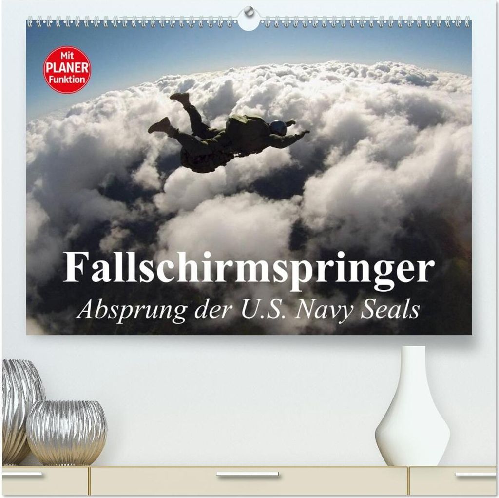 Fallschirmspringer. Absprung der U.S. Navy Seals (hochwertiger Premium Wandkalender 2026 DIN A2 quer), Kunstdruck in Hochglanz