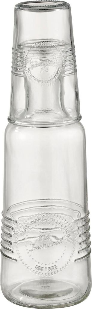 Glaskaraffe 1,0 Liter mit Trinkglas 300 ml im Old-Fashioned Design