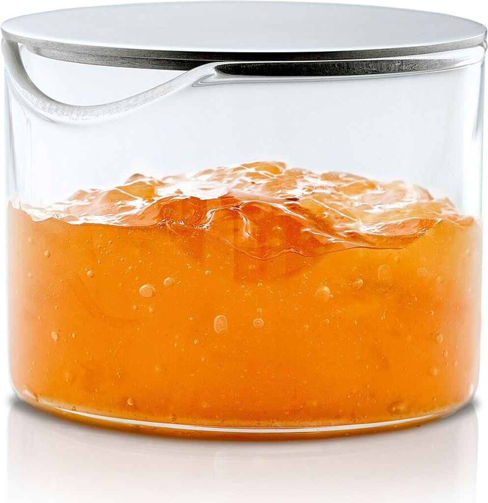 Blomus Basic Marmeladenglas, mit Edelstahldeckel, Marmeladendose, Marmeladenbehälter, Glas, Edelstahl, 100 ml, 63619