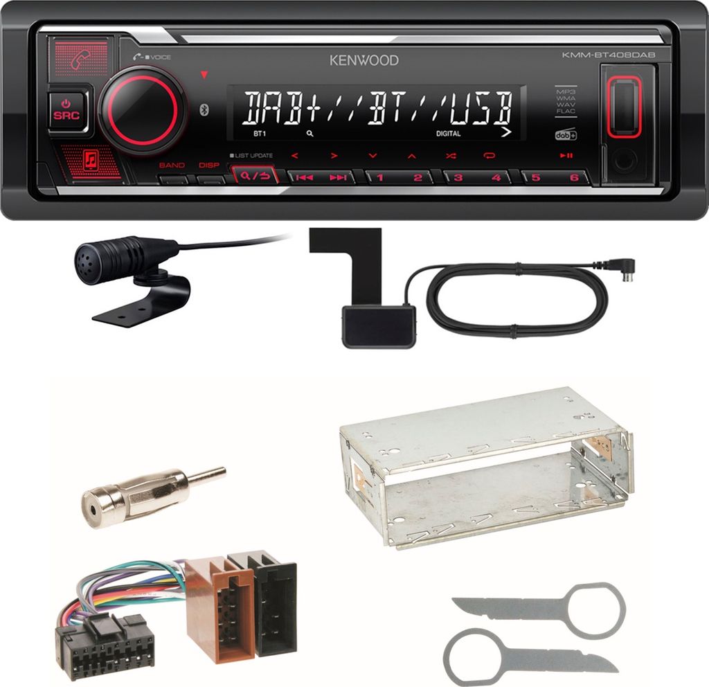 Kenwood KMM-BT408DAB Bluetooth Digitalradio Einbauset für Mercedes A C M Klasse