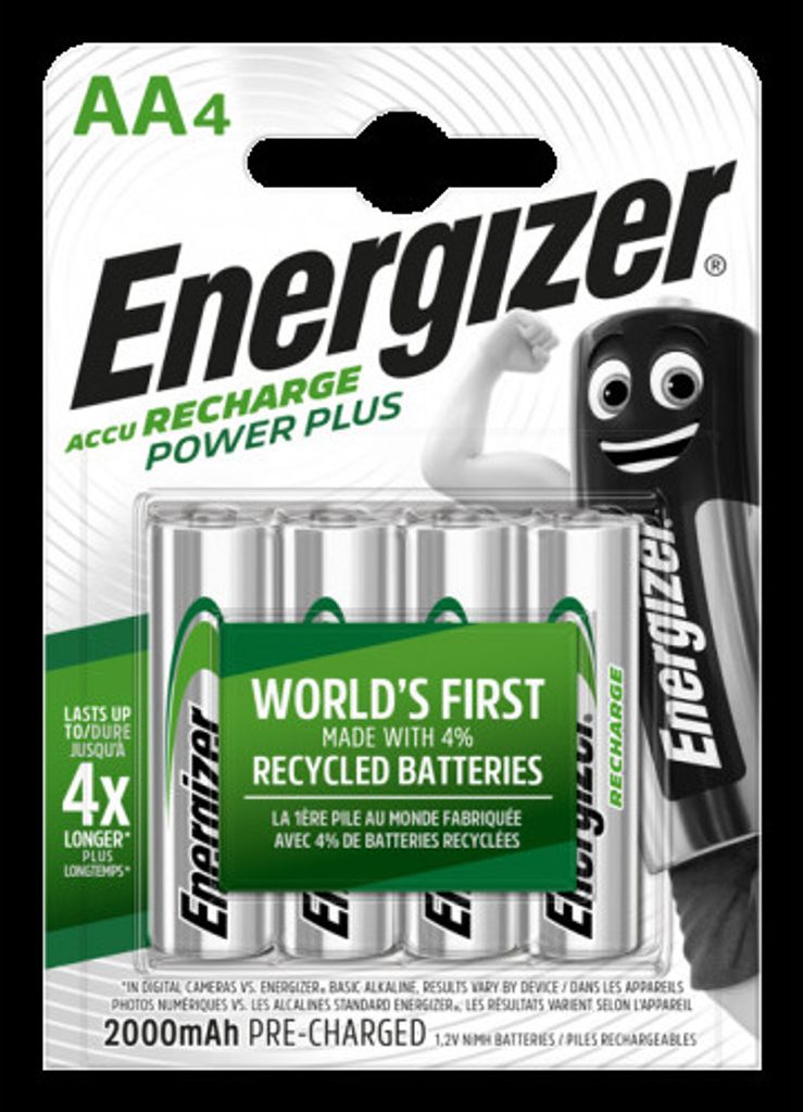 Wiederaufladbare Batterien Energizer AA - 2000 mAh POWER PLUS - 4 St.