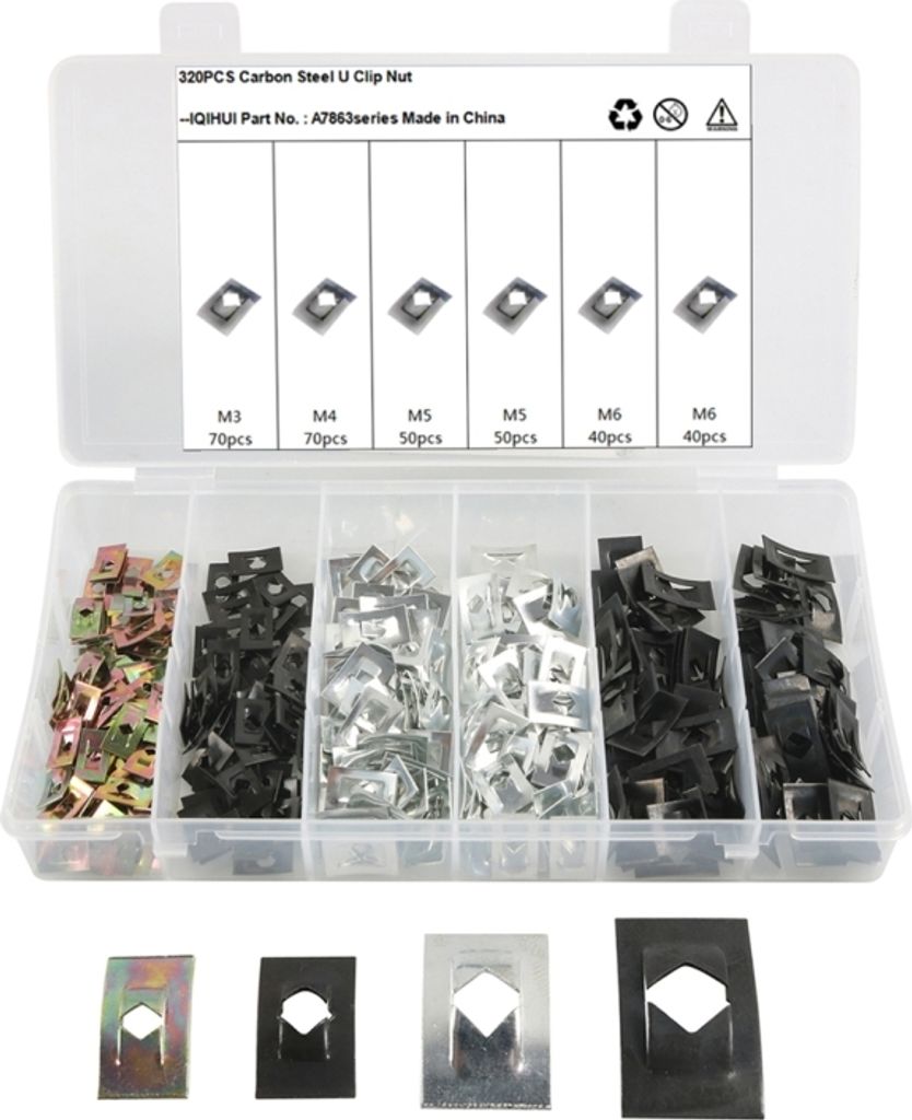 A7863 320 in 1 C-Form Nut Kit Spire Clips Carbon Steel Speed Fasteners Lug Nuts