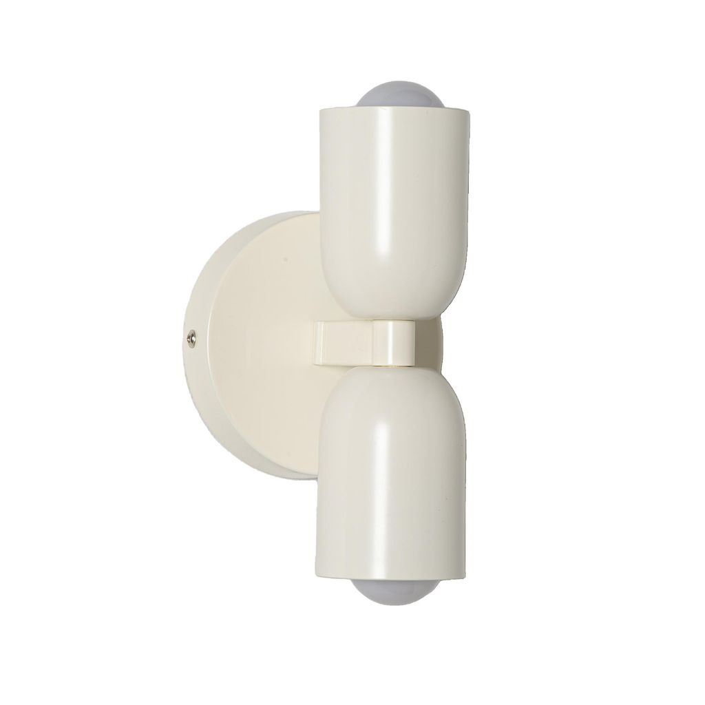 TWIN Wandleuchte E27 2-flammig, cremefarbene Metalllampe Produktbild 