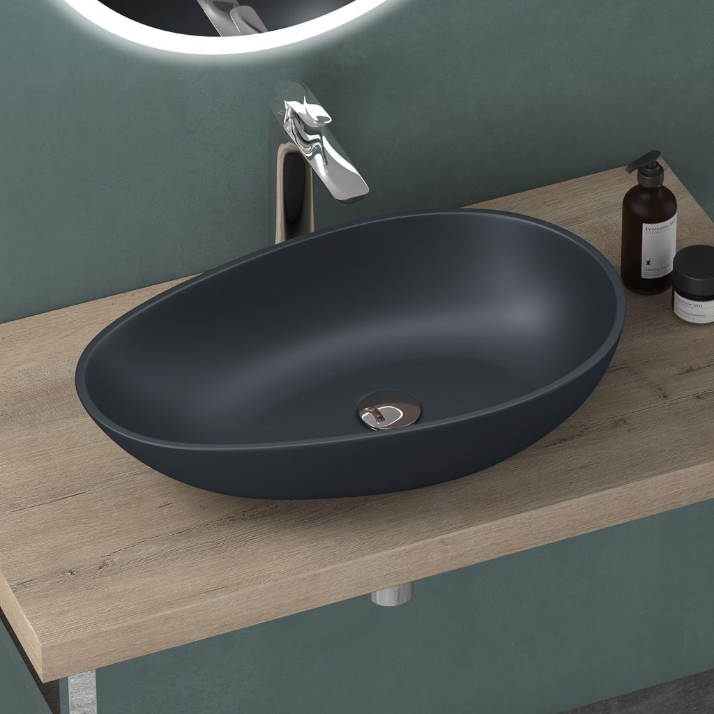 Mai & Mai Waschbecken 59,8x36x14cm oval Aufsatzwaschbecken Produktbild 