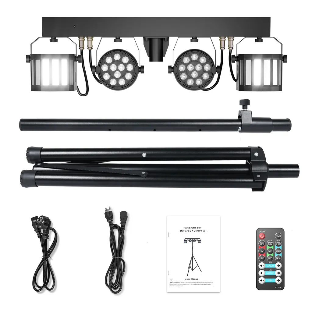 Kit éclairage LED RGBW DMX noir prise EU sans scintillement pour scène