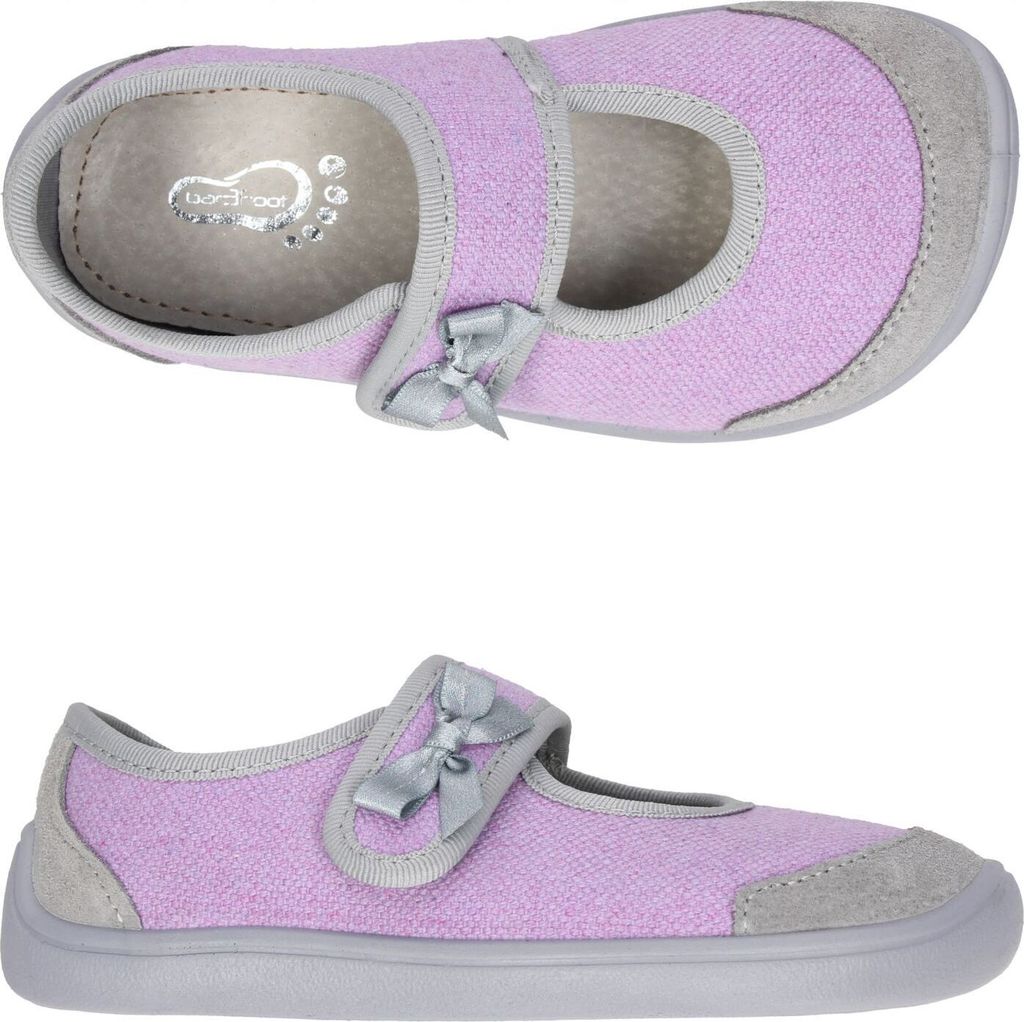 Mädchen Hausschuhe Schuhe 3F 3BE2/9R bar3foot super flexi Lila barefoot, klettverschluss
