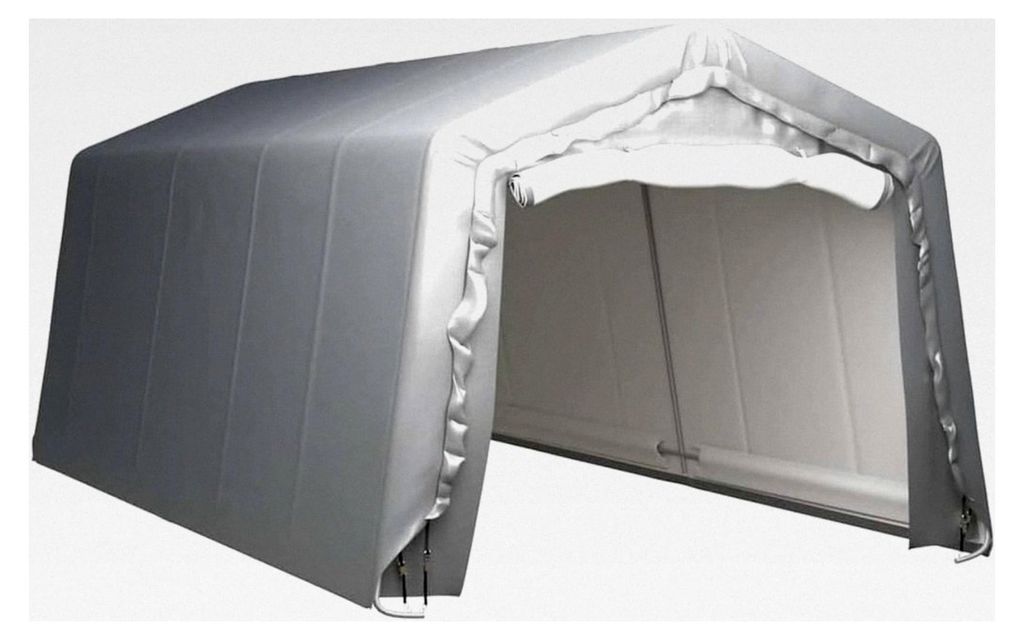 Lagerzelt UV-beständig Industriezelt Zelthalle Weidezelt Zeltgarage Foliengarage Unterstand Lagerhalle Stahl Grau 300 x 600 cm