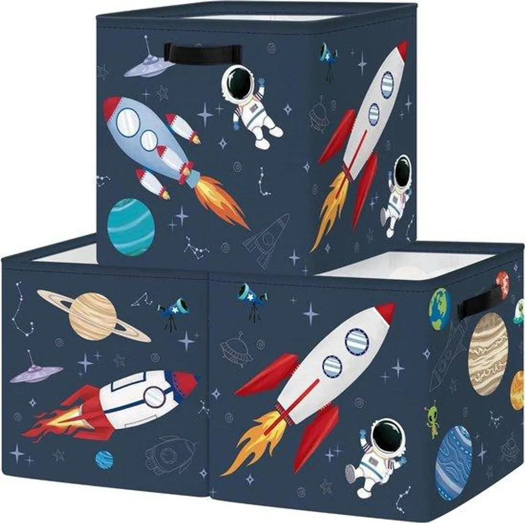 Set de 3 cubes de rangement bleus pour chambre d'enfant - Modèle Kubus