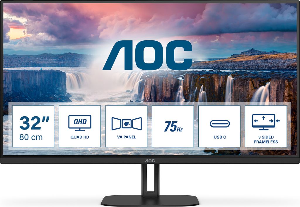 AOC V5 Q32V5CE/BK, 80 cm (31.5"), 2560 x 1440 px, Quad HD, Zdjęcie produktu 