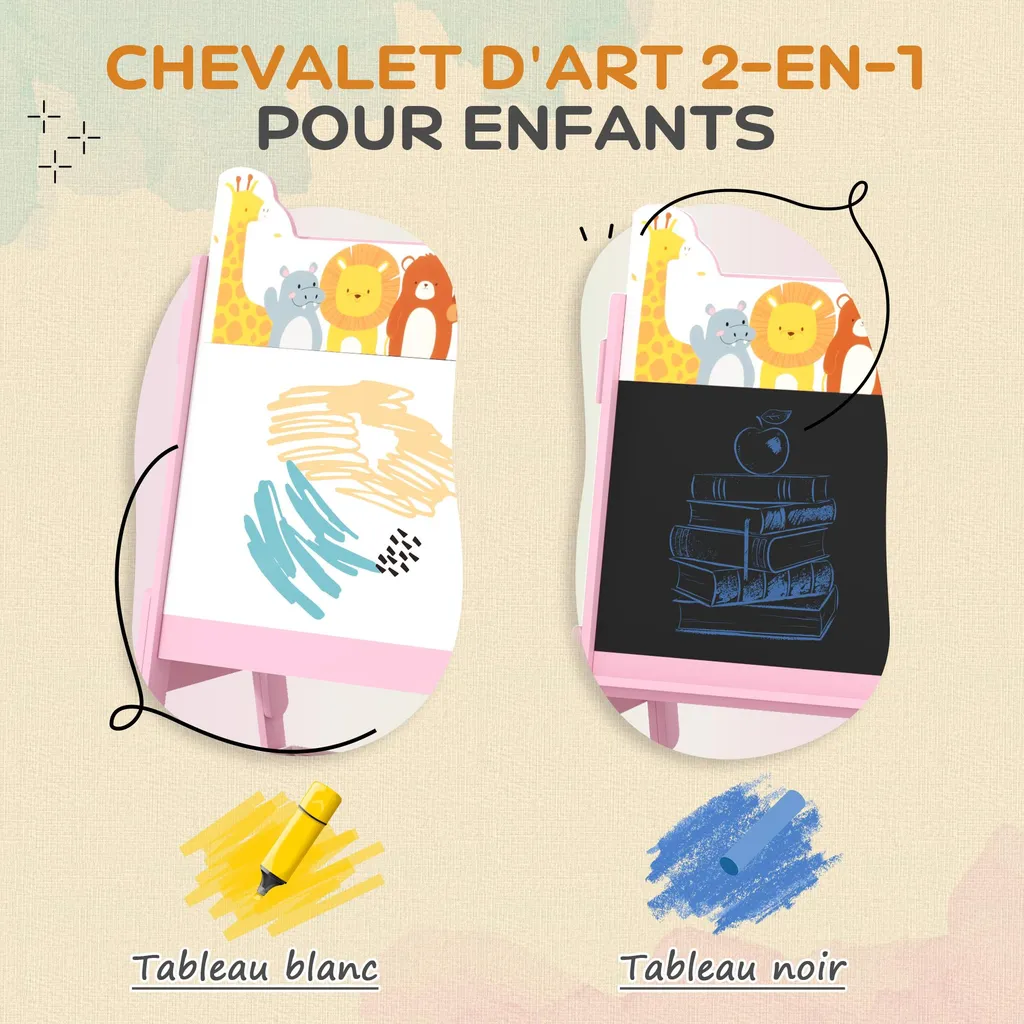 ESTINK chevalet d'art Support réglable de tableau magnétique double