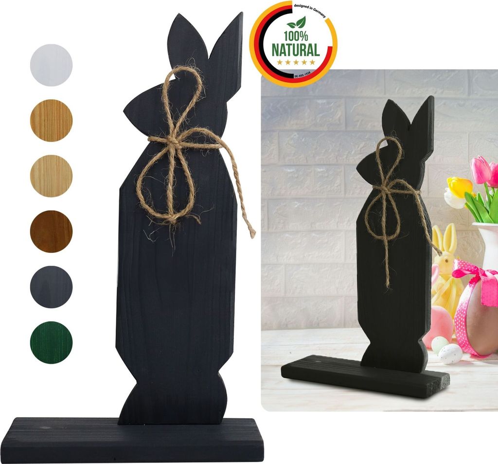 Floranica Osterdeko Hase aus Holz Anthrazit 30 cm Hoch Osterhase DIY Ostern Figur, Frühlingsdeko