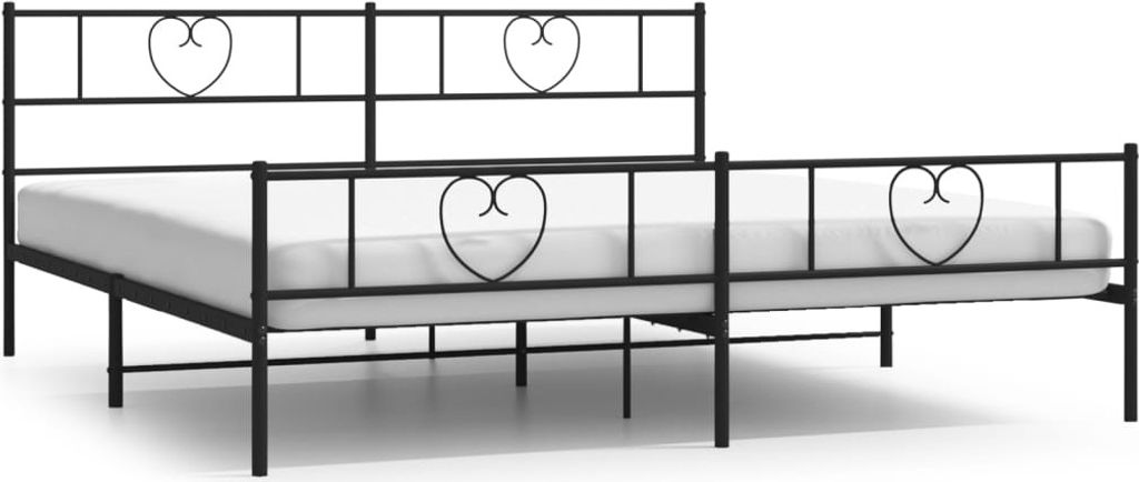 Metallbett ohne Matratze mit Fußteil Schwarz 180x200 cm