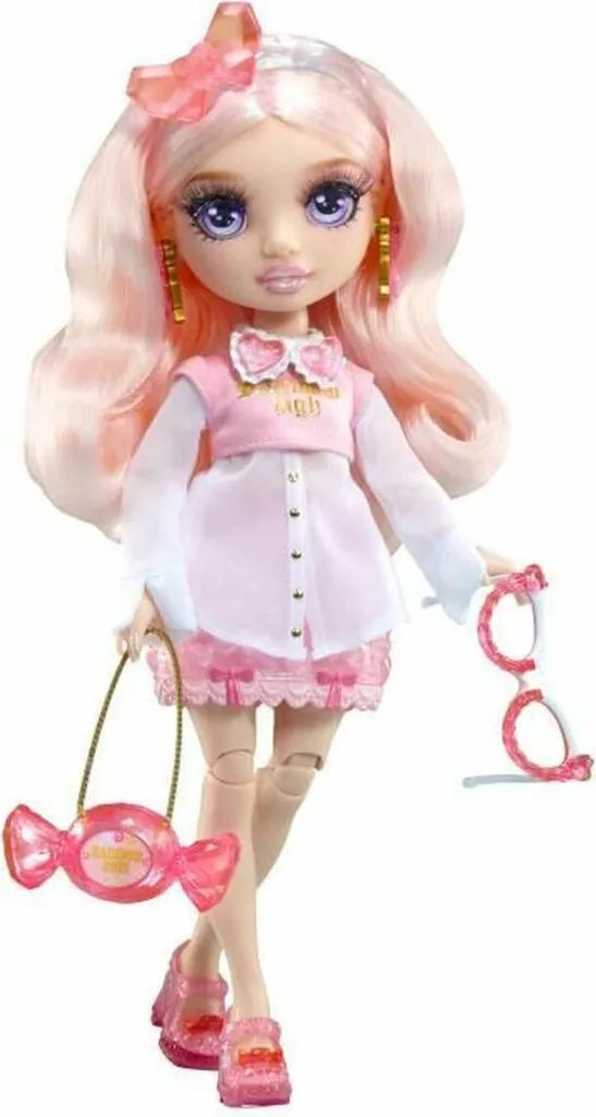 Rainbow High Bella Parker poupée rose avec cheveux soyeux et looks couture
