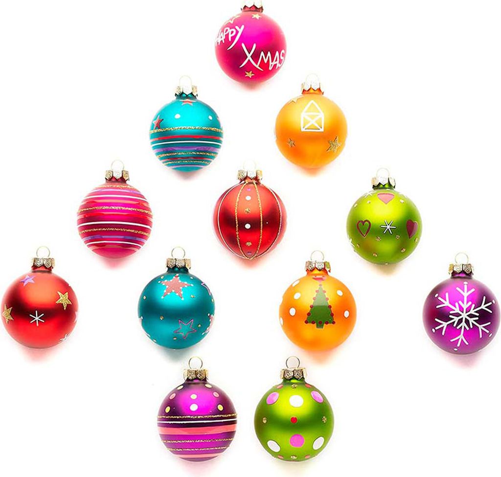 Weihnachtskugeln Happy Xmas | Ø 6 cm | 12 Stück | Glas | Produktbild 