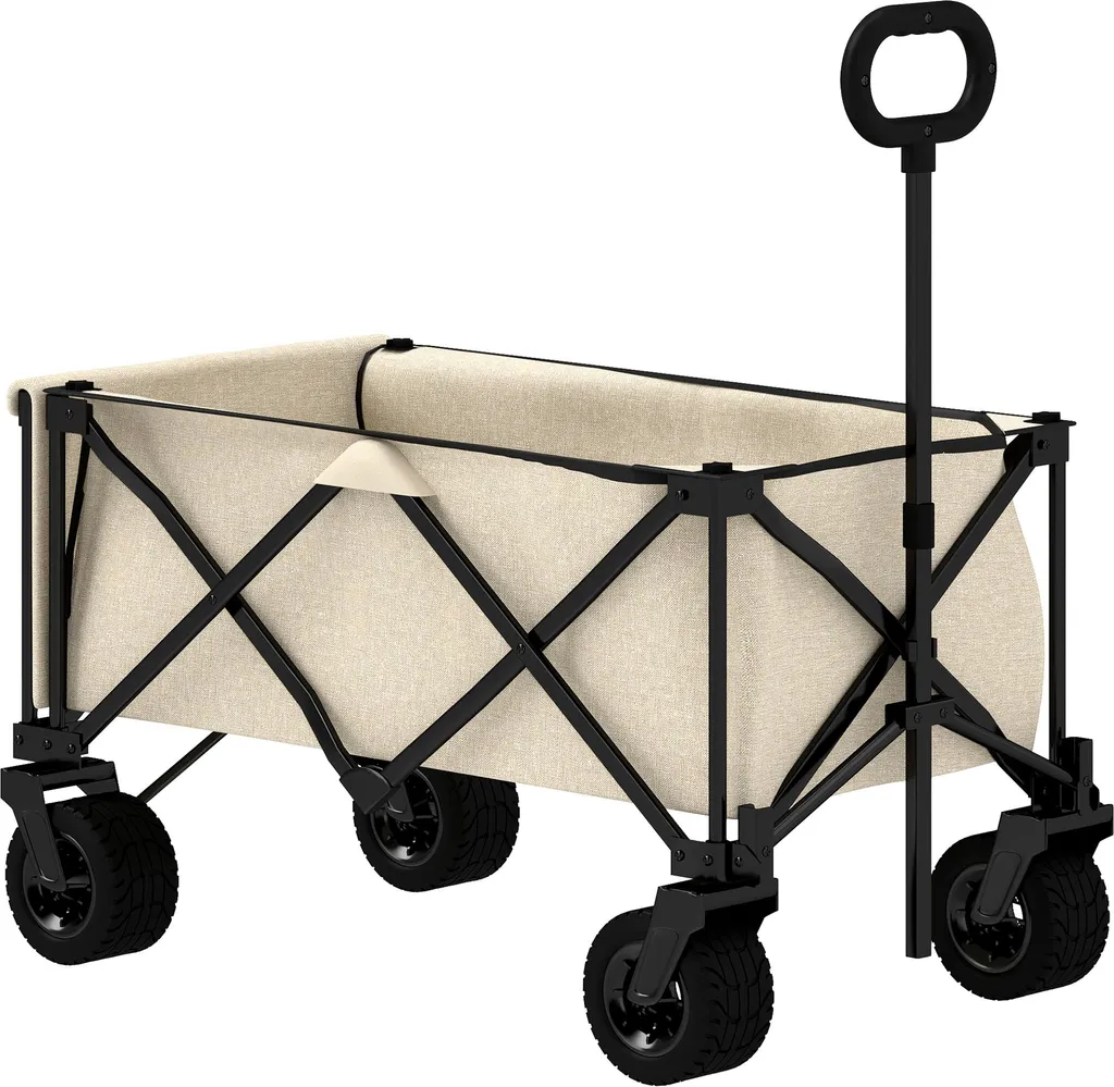 Chariot de jardin 100kg avec bâche amovible - Fortuna Lai Pliable Beige