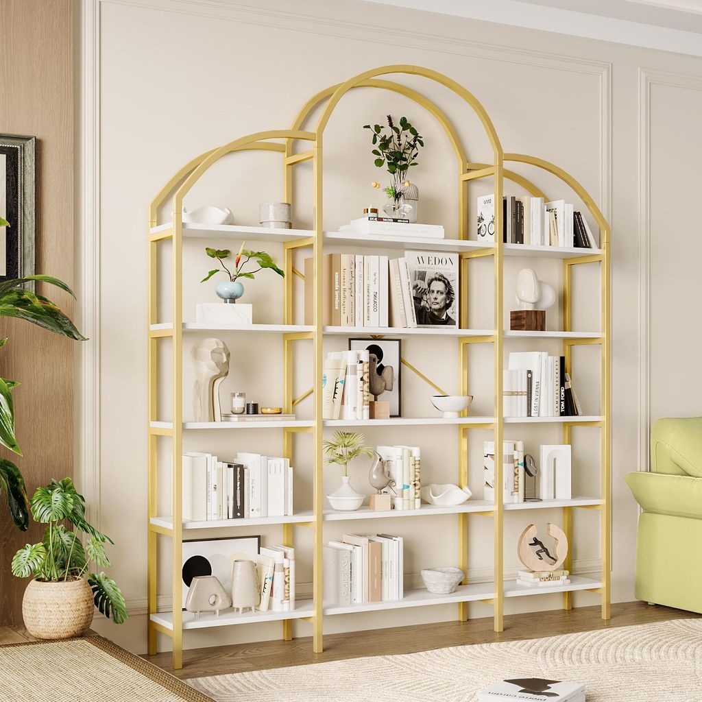 MODFU Vitrine Ouverte avec Cadre en Métal Doré et 5 Niveaux Image du produit 