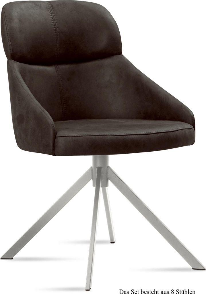 Esszimmerstuhl (8er-Set) Dounia 52x82x63 Edelstahl/Espresso