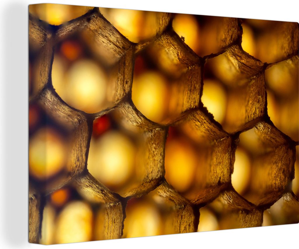 OneMillionCanvasses - Leinwandbilder - 140x90 cm, Das Innere einer Bienenwabe, Wandbilder Kunstdruck Wanddekoration