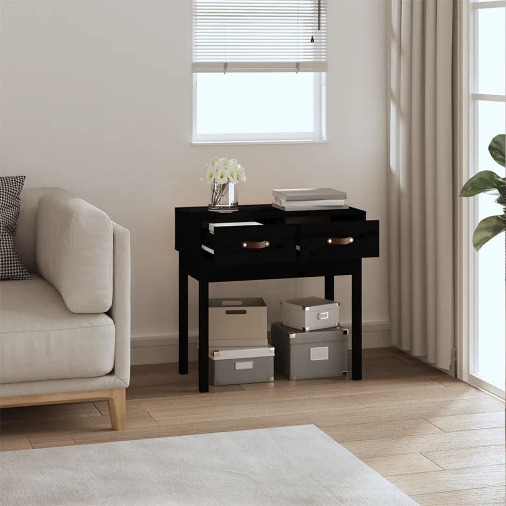 vidaXL Konsolentisch Schwarz 76,5x40x75 cm Massivholz Kiefer - Konsolentisch - Konsolentische - Konsole - Tisch