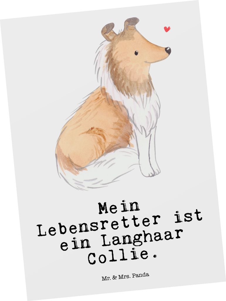 Mr. & Mrs. Panda Postkarte Langhaar Collie Lebensretter - Weiß - Geschenk, Postkarten, Ansichtskarten, bildkarte, Grußkarte, Britischer Hütehund...