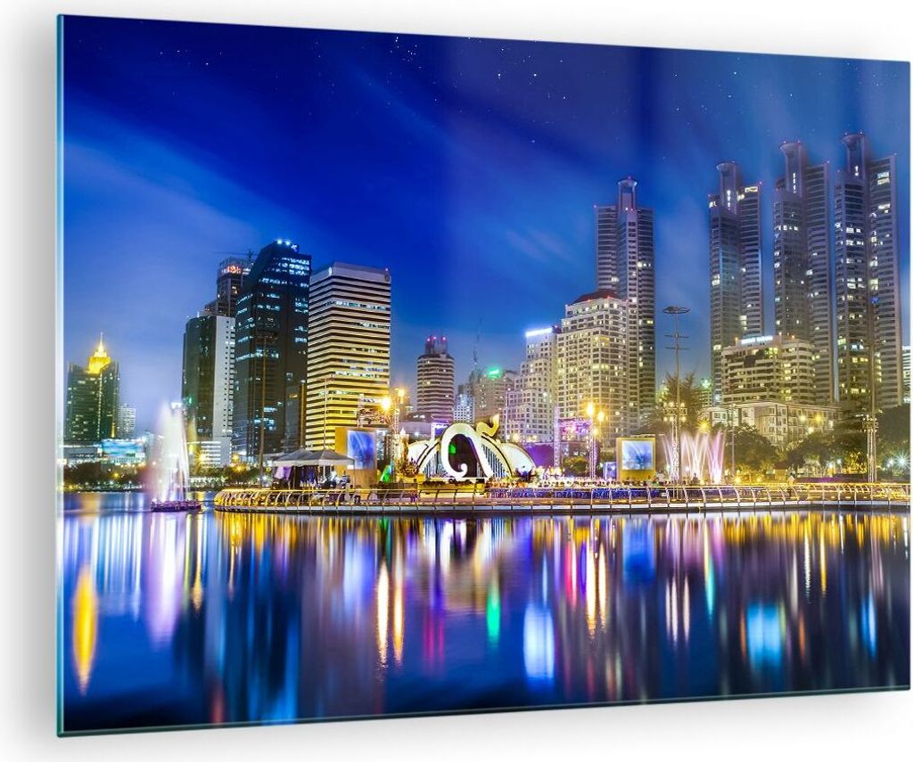 Bilder auf glas - Asien bangkok gebäude stadt - 70x50cm - Glasbilder - Wandbilder - Kunstdruck - zum Aufhängen bereit - Wanddekoration aus Glas -...