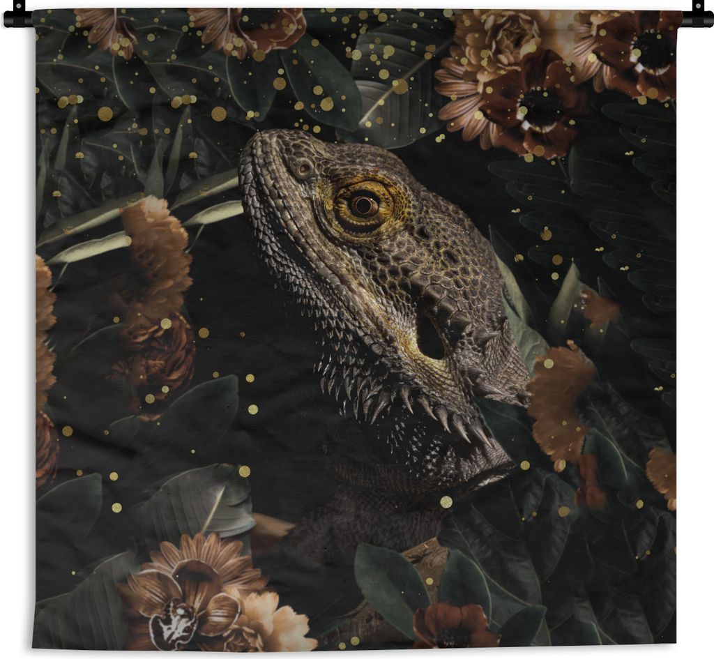 MuchoWow Wandteppich Wandbehang Reptilien - Blumen - Licht - Botanisch 150x150 cm Tapisserie Dekoration Wandtuch - Wohnaccessoires - Modernes