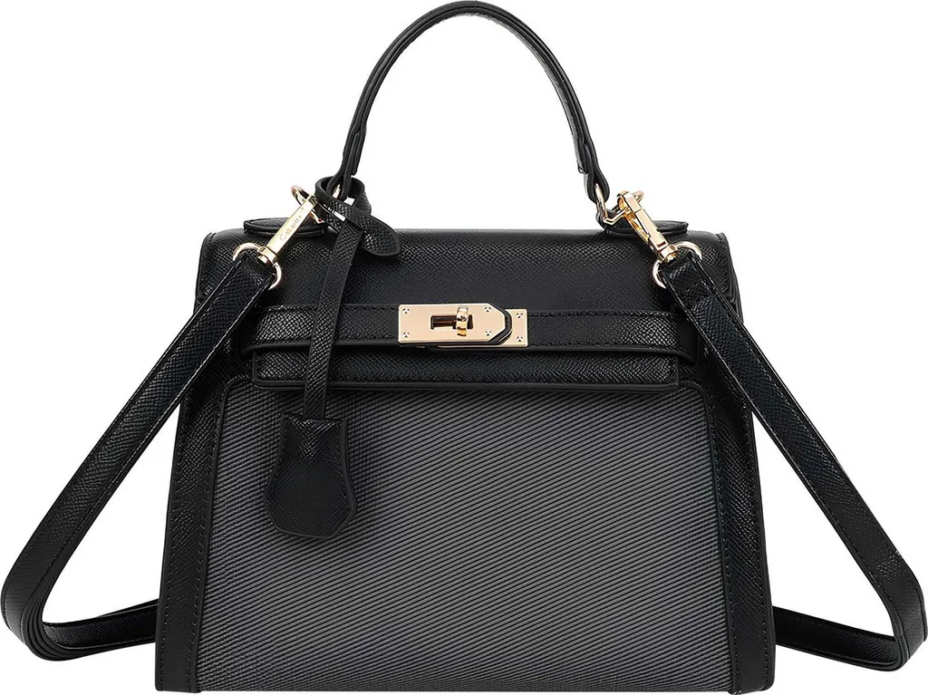 Gallantry sac femme grainé noir avec ceinture décorative chic