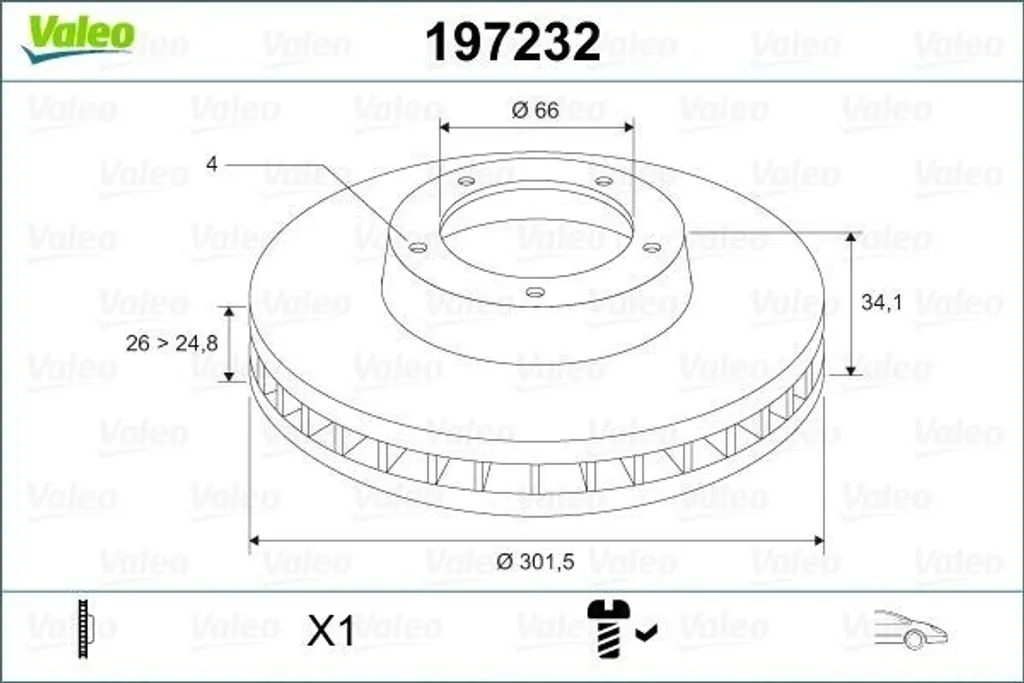 Disque de frein ventilé avant pour Peugeot 2008 II et Citroën Berlingo