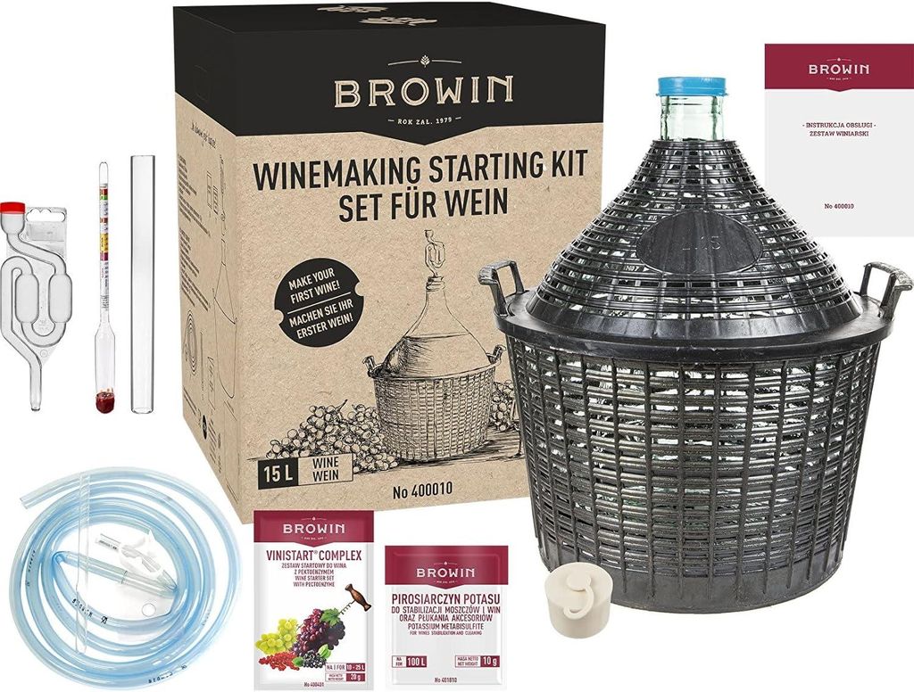 Wein Starterset 15L Glasballon Komplettset mit Gärkorb, Produktbild 